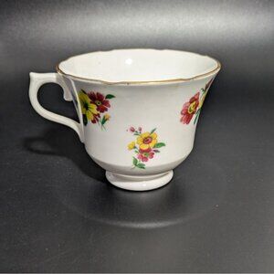 Vale Vintage Bone China Tea Cup England Floral Gold Trim Footed English China